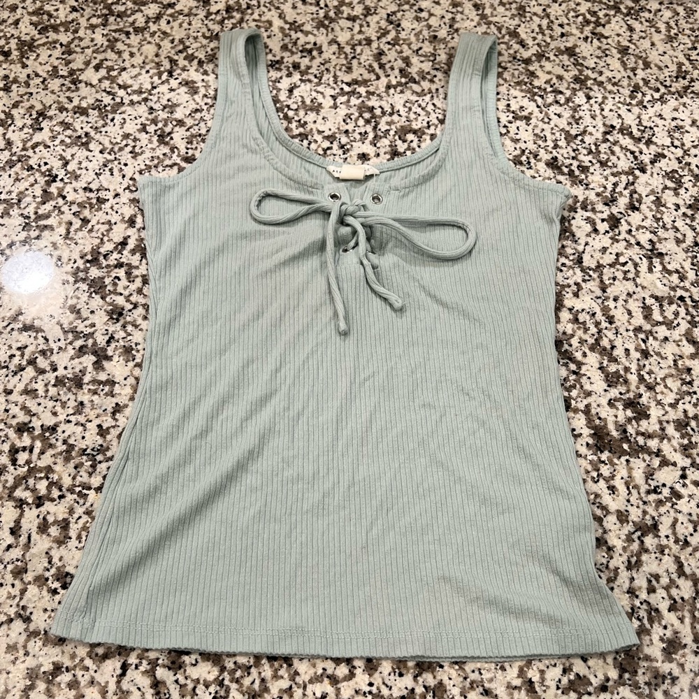 Aeropostale Light Green Ribbed Tank Top